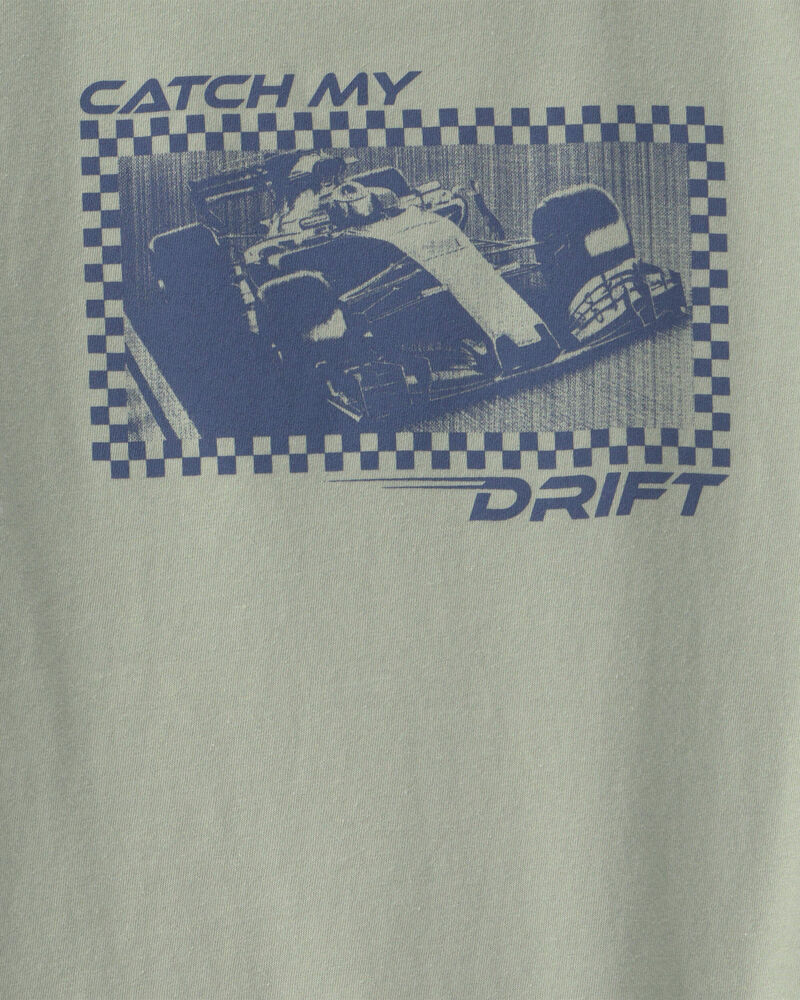 Boys 'Catch My Drift' Race Car Graphic Tee - Green, image 2 of 3 slides