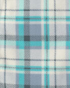 Boys Plaid Fleece Long-Sleeve Button-Down Shirt - Blue, image 2 of 3 slides