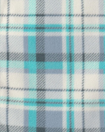 Boys Plaid Fleece Long-Sleeve Button-Down Shirt - Blue, 