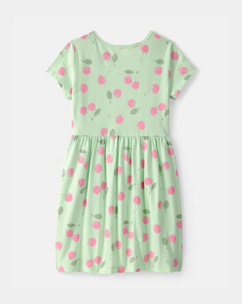 Filles - Robe &agrave; manches longues, cerises &ndash; Vert, 