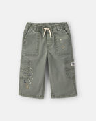 Baby Boy Splatter Paint Wide-Leg Carpenter Pants - Green, image 1 of 5 slides