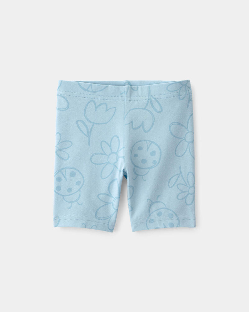 Tout-petit fille - Short de cycliste, fleurs et coccinelles - Bleu, image 1 sur 3 diapositives