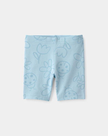 Tout-petit fille - Short de cycliste, fleurs et coccinelles - Bleu, 