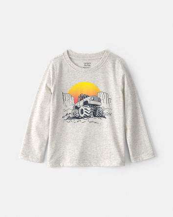 Tout-petit gar&ccedil;on - T-shirt manches longues &agrave; imprim&eacute; camion monstre - Gris, 