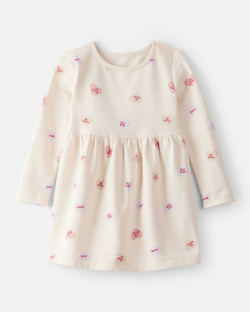 Toddler Girl Valentine's Day Heart Dress - Ivory, image 1 of 4 slides