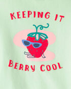 Toddler Girl Strawberry French Terry Pullover Sweatshirt - Green, image 6 of 8 slides