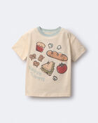 Toddler Happy Tummy' Relaxed Tee in Food Print - Cream, image 2 of 6 slides