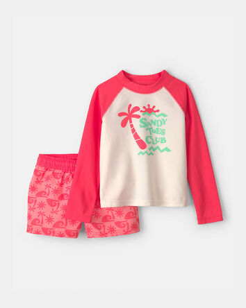 Tout-petit gar&ccedil;on - Maillot dermoprotecteur 2 pi&egrave;ces &laquo;Sandy Toes Club&raquo; - Orange/Ivoire, 