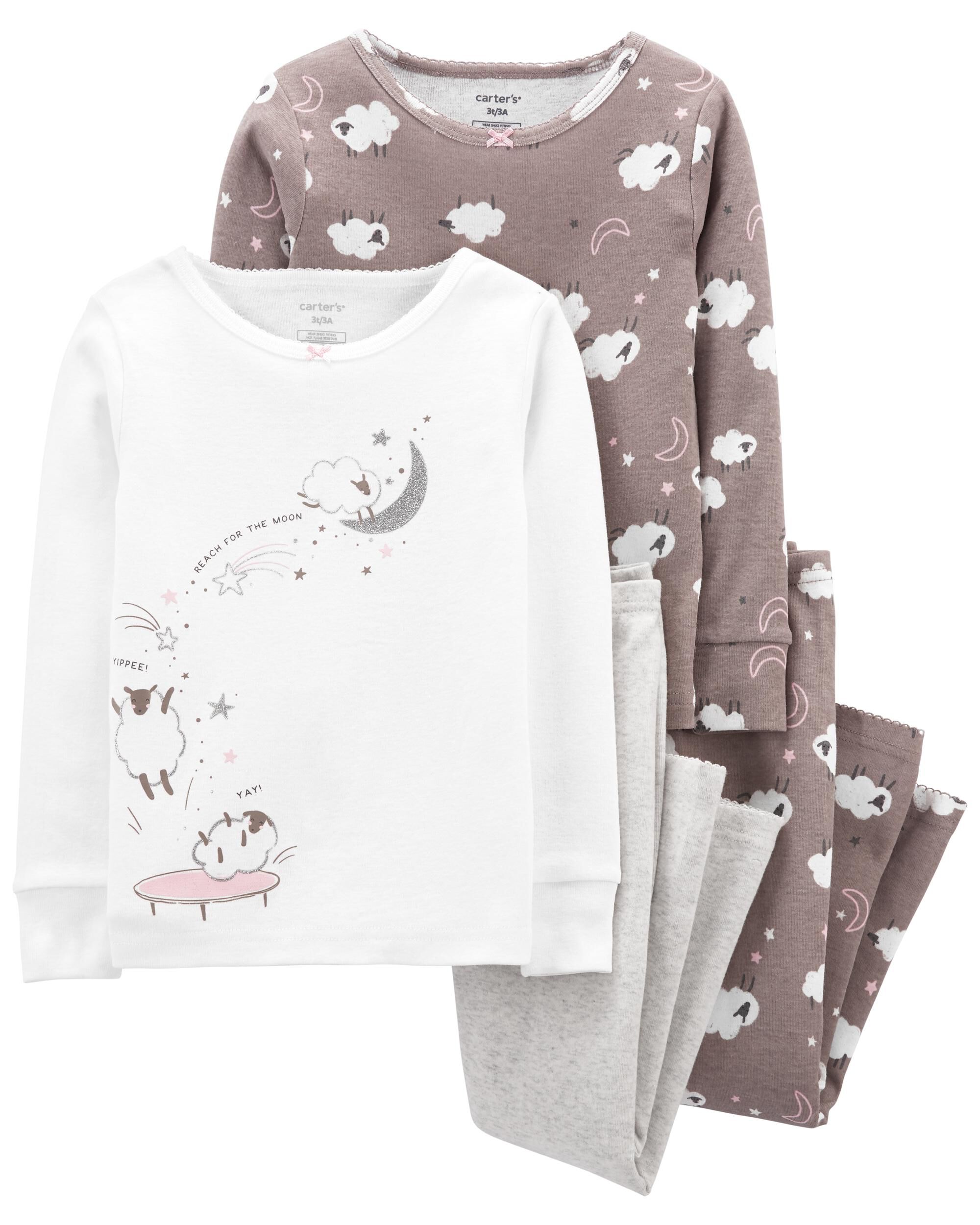 Grey Multi 4 Piece Sheep 100 Snug Fit Cotton PJs Carter s