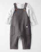 Baby 2-Piece Organic Cotton Overall Set in Bear Print, image 1 of 8 slides