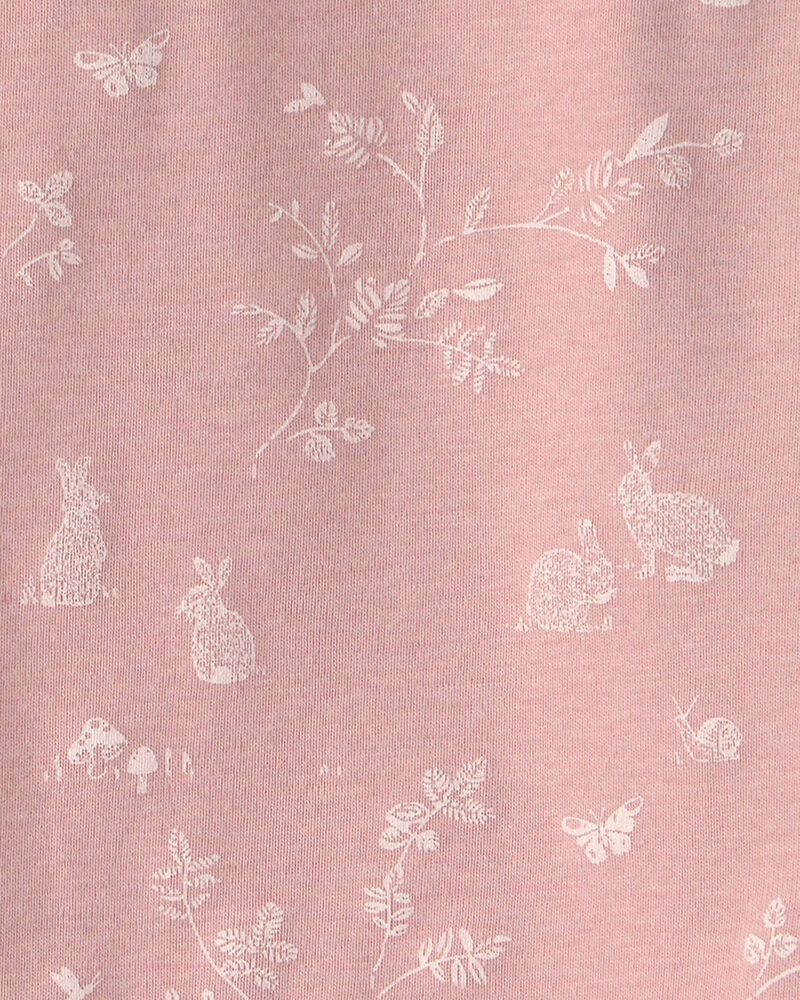 Toddler Girl 2-Piece Organic Cotton Pyjama in Pink Bunnies Print, image 3 of 4 slides