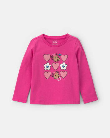 Toddler Girl Heart Long-Sleeve Graphic Tee - Pink, 