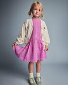 Toddler Girl Embroidered Cardigan Sweater with Flowers - Cream, image 3 of 6 slides