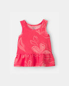 Baby Girl Floral Peplum Tank Top - Coral, image 1 of 3 slides