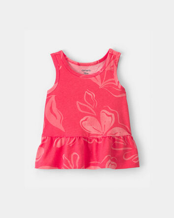 Baby Girl Floral Peplum Tank Top - Coral, 