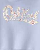 Toddler Girl Floral Fleece Logo Hoodie - Blue, image 2 of 3 slides