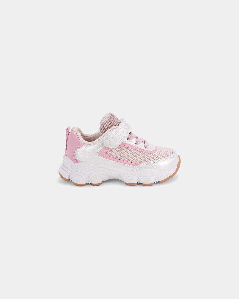 Toddler Girl Athletic Shoe - White/Pink, image 2 of 6 slides