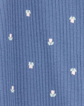 Baby Girl Mini Floral 2-Way Zip Ribbed Sleeper, 