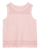 Girls Pointelle Sweater Knit Tank - Pink, image 1 of 3 slides