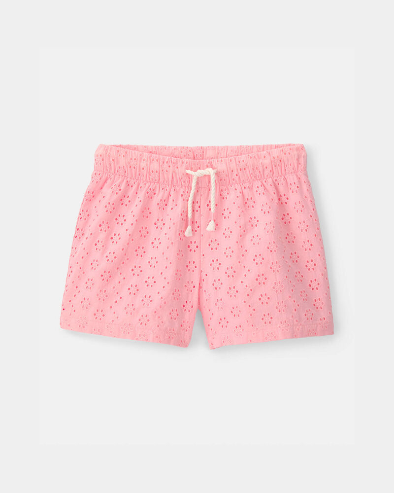 Girls Eyelet Shorts - Pink, image 1 of 4 slides