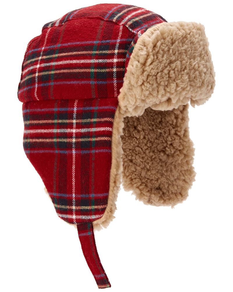 Plaid Fuzzy Trapper Hat, image 1 of 2 slides