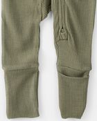 Baby Boy Solid 2-Way Zip PurelySoft Sleeper - Green, image 3 of 8 slides