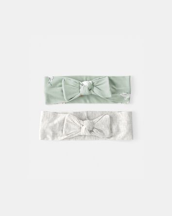 Baby Girl 2-Pack Bunny Headwraps - Green/Ivory, 