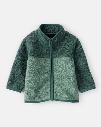 Baby Boy Colour Block Microfleece Zip-Up Jacket - Green, 