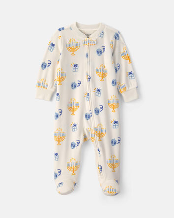 Baby Hanukkah 2-Way Zip DreamPlush Sleeper - Cream, 