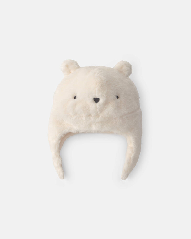 Baby Polar Bear Christmas Fleece Hat - Cream, image 2 of 4 slides