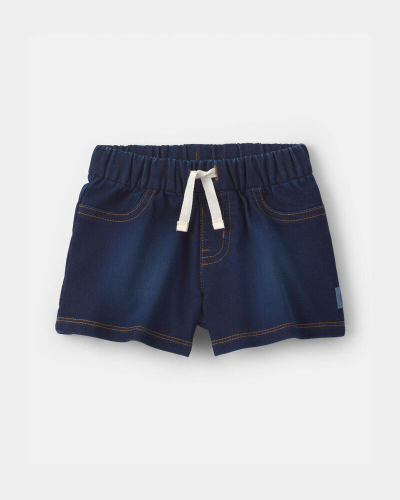 Baby Girl French Terry Knit Shorts - Dark Wash, image 1 of 5 slides