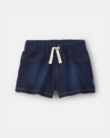 Baby Girl French Terry Knit Shorts - Dark Wash, 