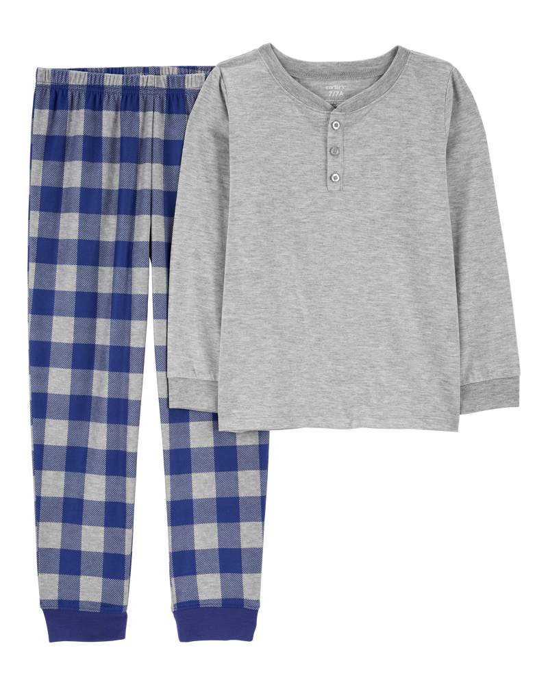 Grey Blue Kid 2 Piece Plaid Pyjamas Carter s Oshkosh Canada