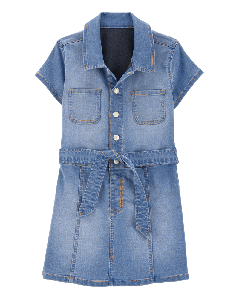 Enfant Robe en denim à ceinture, image 1 sur 4 diapositives