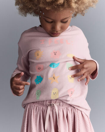 Toddler Girl 'I Feel' Long-Sleeve Relaxed Graphic Tee - Rose, 