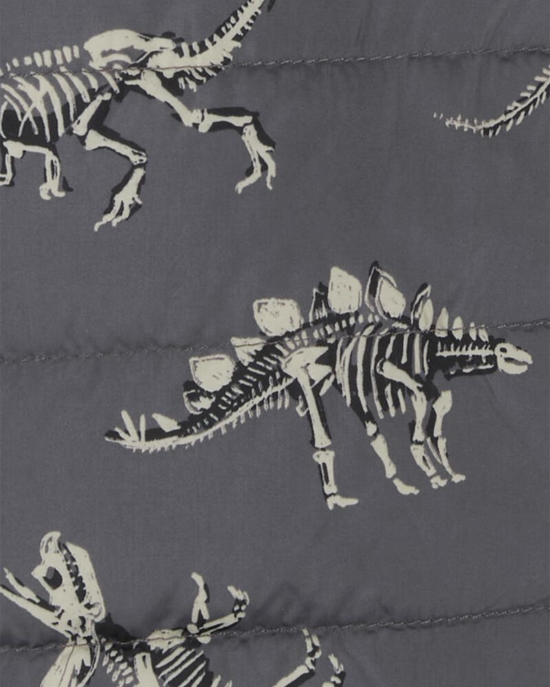 Kid Fossil Dino Print Packable Puffer Jacket, image 5 of 6 slides