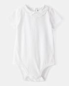 Baby Scalloped Collar Short-Sleeve Bodysuit - White, image 1 of 4 slides