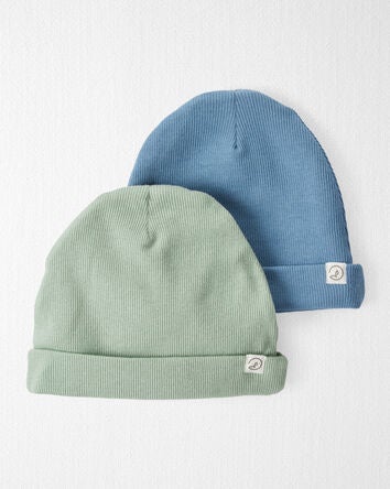 Baby 2-Pack Organic Cotton Rib Caps, 