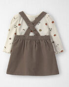 B&eacute;b&eacute; fille - Ensemble 2 pi&egrave;ces chasuble en velours c&ocirc;tel&eacute; de coton biologique, image 2 sur 6 diapositives