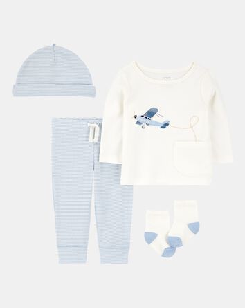 Baby 4-Piece Airplane Print Outfit Set, 