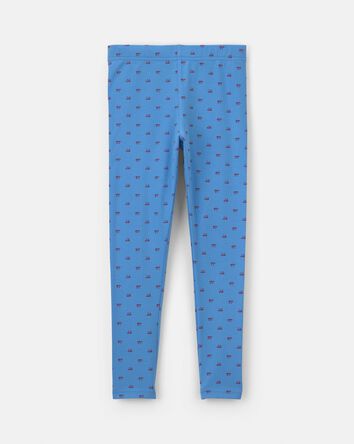 Girls Bow Pull-On Stretch Leggings - Blue, 
