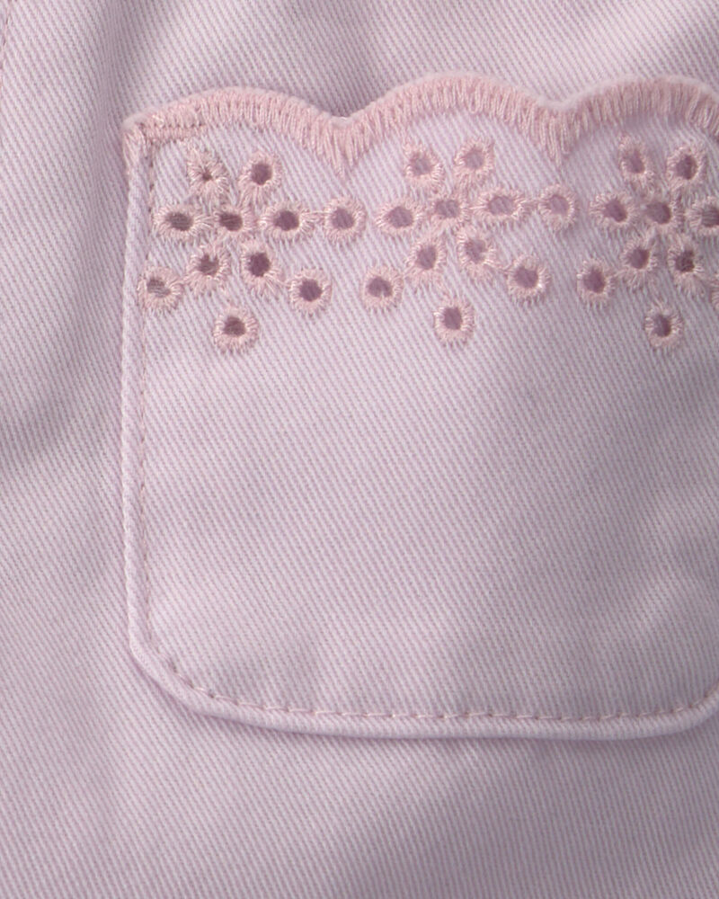 Baby Girl Straight-Leg Scalloped Pocket Pants - Purple, image 3 of 4 slides