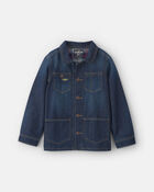 Boys Plaid Denim Jacket - Dark Wash, image 1 of 5 slides