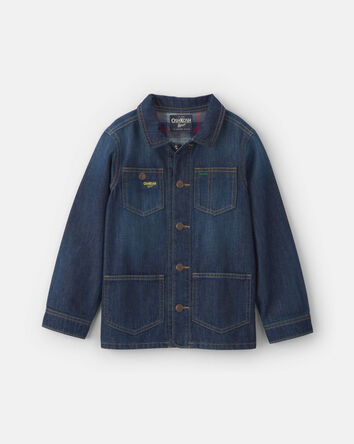 Boys Plaid Denim Jacket - Dark Wash, 
