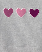 Filles - Chandail manches longues en jersey bouclette &agrave; motif c&oelig;urs - Gris, image 2 sur 2 diapositives