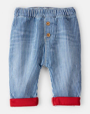 Baby Bear Pocket Hickory Striped Pants - Blue, 