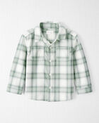 Toddler Organic Cotton Herringbone Button-Front Shirt in Plaid, image 1 of 5 slides