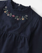 Toddler Girl Organic Cotton Embroidered Peplum Top, image 2 of 3 slides