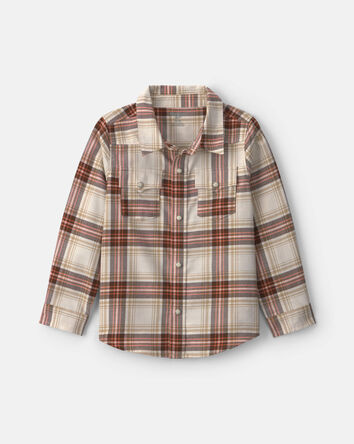 Toddler Boy Plaid Long-Sleeve Button-Down Shirt - Brown/Cream, 
