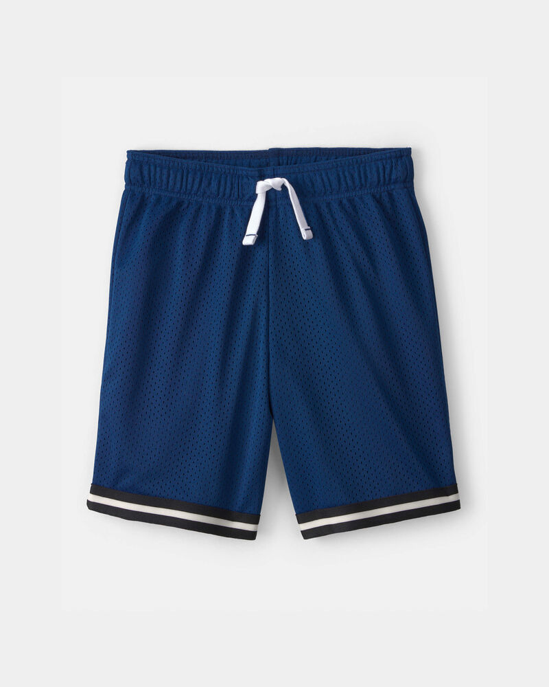 Boys Striped Mesh Active Shorts - Navy, image 1 of 4 slides